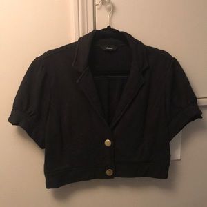 Short sleeve black collared sweater